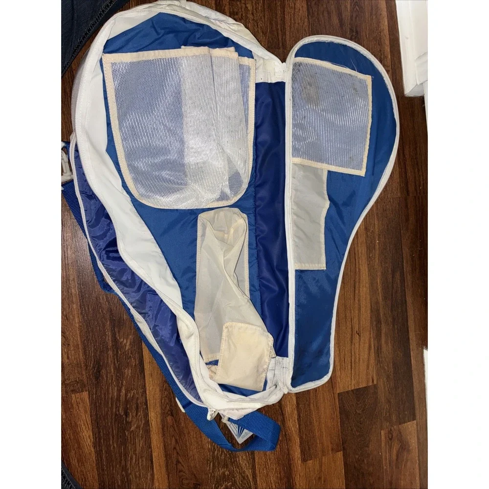 Vintage Adidas Stefan Edberg Tennis Racket Bag White Blue Purple 90s Retro